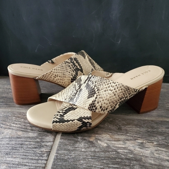NEW Cole Haan Dakota Snakeskin Print Sandals - Picture 2 of 7
